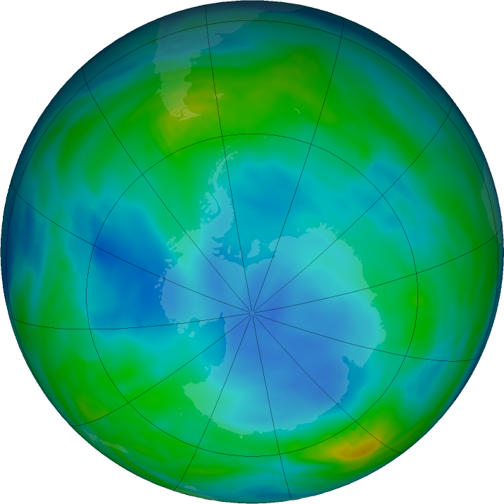 Antarctic ozone map for 12 June 2017